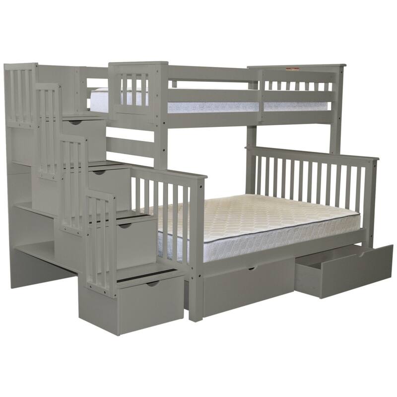 Taylor & Olive Trillium Twin over Full Stairway Bunk Bed, 2 Drawers
