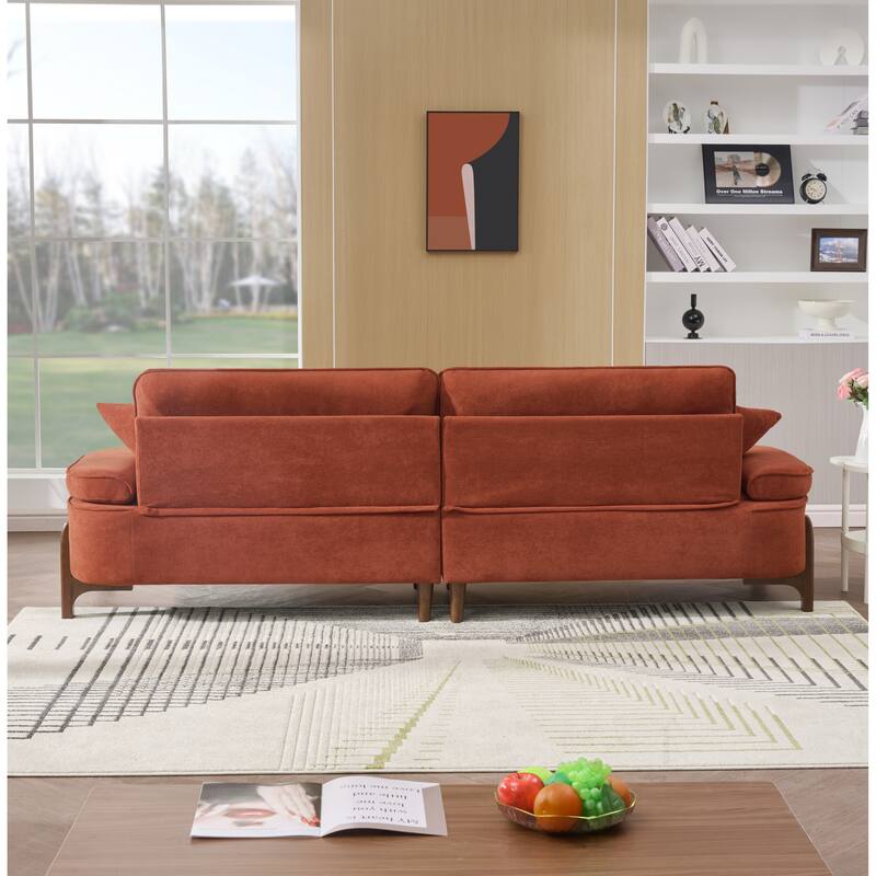 103" Foam 3-Seater Sofa with 4 Pillows, Solid Wood Frame, 600lb Capacity