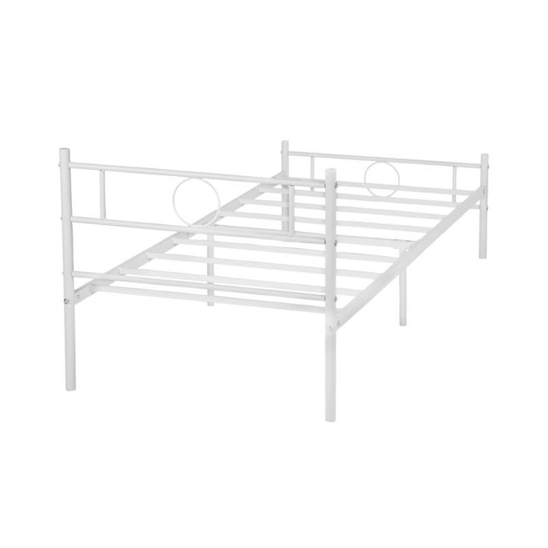 Homy Casa White Metal Bed Frame with Headboard & Footboard