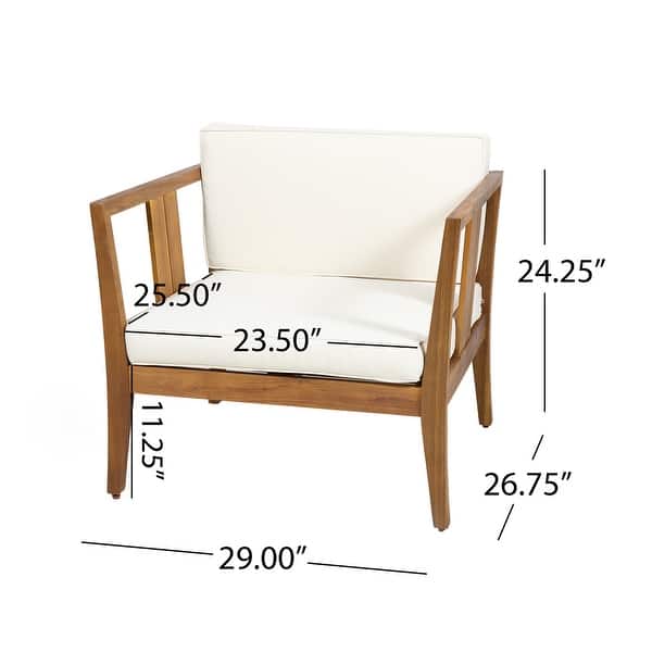 dimension image slide 1 of 4, Nicholson Outdoor 4-seat Acacia Chat Set by Christopher Knight Home