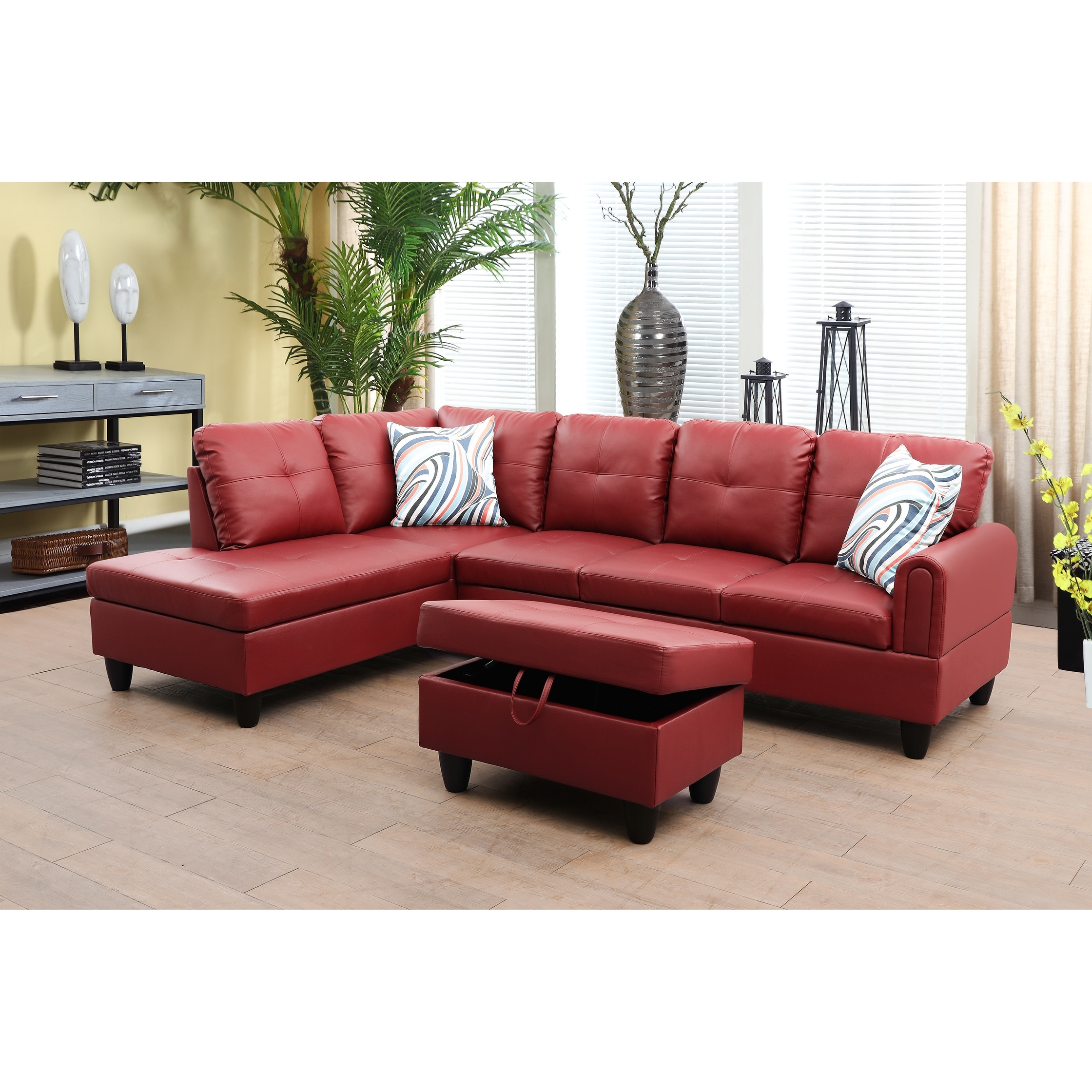 Burgundy Faux Leather Sectional Sofas Bed Bath & Beyond