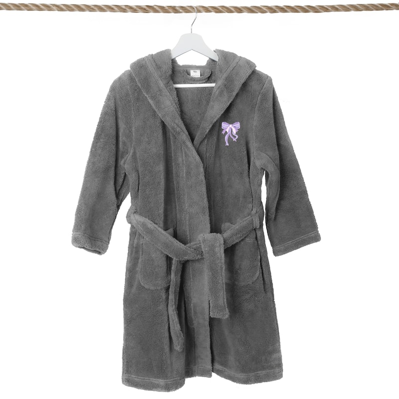 Sweet Kids 100% Polyester SUPER PLUSH Double Brushed Hooded Bathrobe - BOW