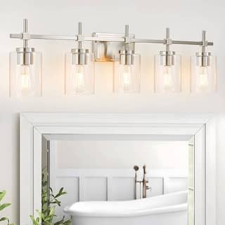Jasper Brushed Nickel Clear Glass 5-Light Bathroom Vanity Light