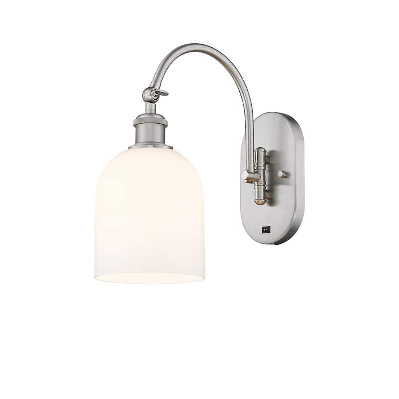 Innovations Lighting 518-1W-13-6 Bella Sconce Bella 13" Tall Wall - Brushed Satin Nickel / Gloss White