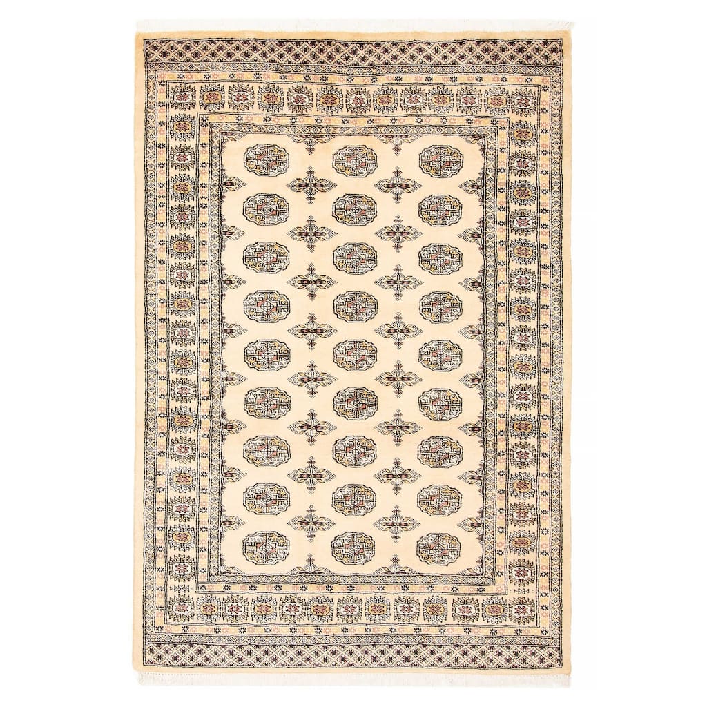 ECARPETGALLERY Hand-knotted Peshawar Bokhara Beige Wool Rug - 4'8 x 6'7