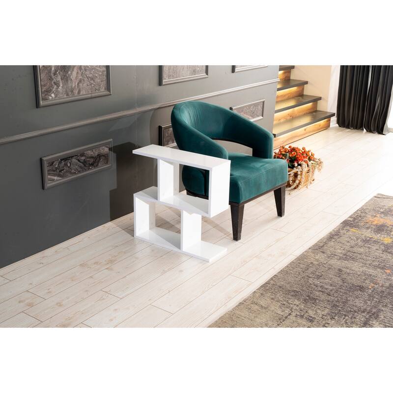 Alfa Rectangle 4 Shelves End Table, 23 inch End Table for Living Rooms