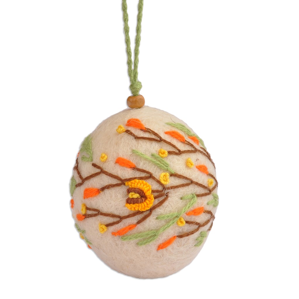Novica Handmade ArmeniaS Blossoming Embroidered Wool Felt Ornament