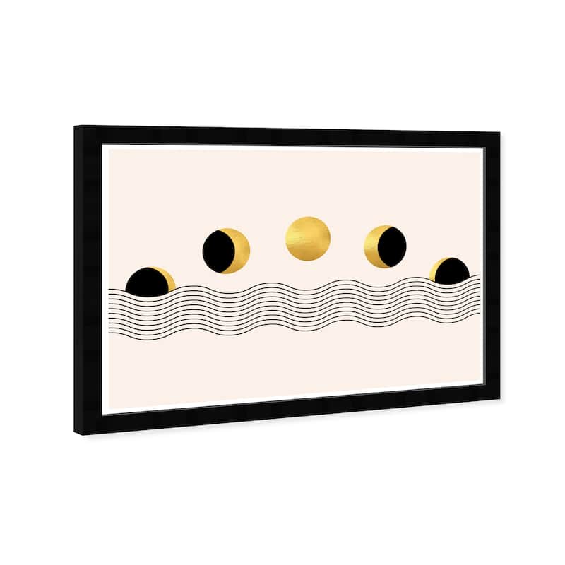Wynwood Studio Prints Astronomy and Space The Gold Moon Phases Black and Metallic Gold Bohemian & Eclectic Wall Art Canvas Print
