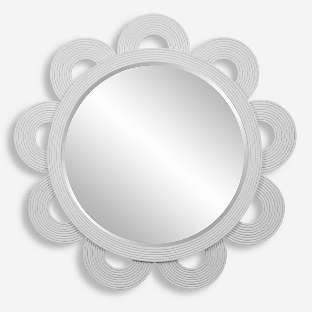 Clematis Round Wall Mirror - 46" - White