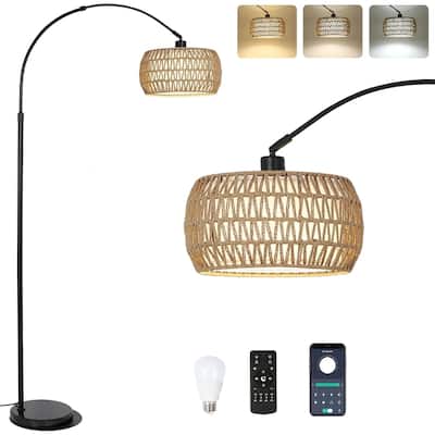 Arc Floor Lamps for Living Room with 3 Color Temperatures, Black Standing Lamp with Remote & Dimmable LED Bulb