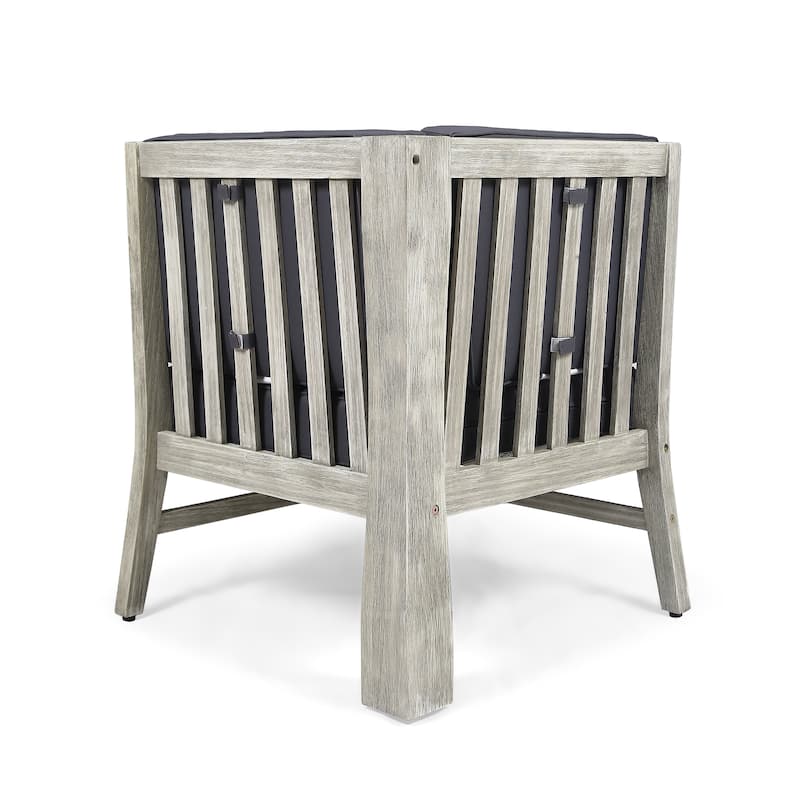 Roomfitters Outdoor Chair with Weather-Resistant Cushions and Acacia Wood Frame, Grey