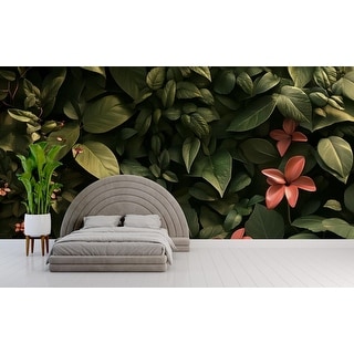 Dark Tropical Leaf Wallpaper Jungle Botanical Wall Mural - Bed Bath ...