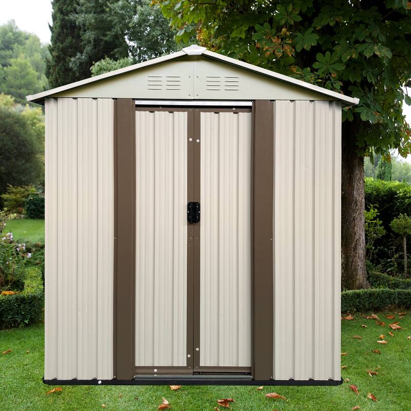 Durable 5x3 ft Metal Garden Storage Shed Waterproof UV-Resistant Outdoor Tool Organizer with Ventilation - 62.2" x 33.1" x 61.7"