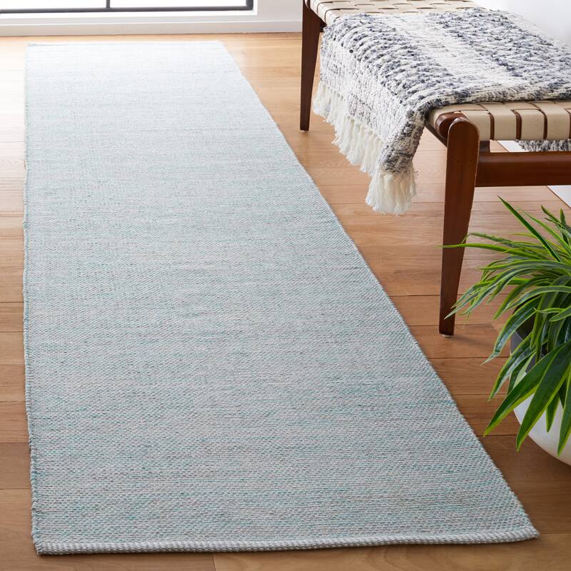 SAFAVIEH Handmade Montauk Lefka Casual Rug - 2'3" x 9' Runner - Turquoise/Grey