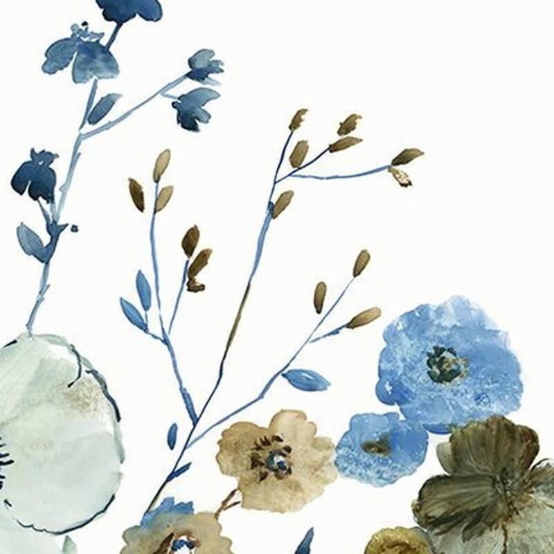 HomeRoots Set Of Two Blue Blossoming Silver Framed Wall Art