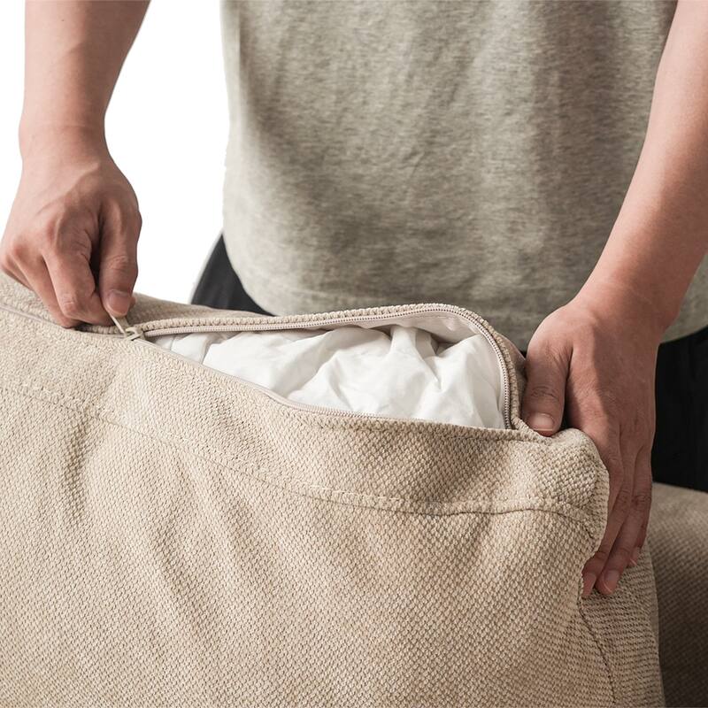 Oversized Linen Sectional Sofa Down Filled U-Shaped Couch for Living Room Set