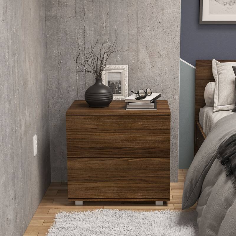 Polifurniture Madison Modern 2 Drawer Nightstand - Walnut