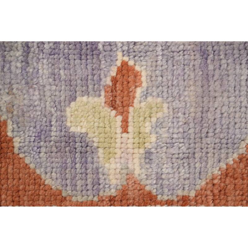 Hand Knotted Oriental 100% Wool Carpet Transitional Floral Green Oushak Area Rug - 8' 9'' X 5' 0''