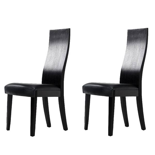 Shop Modern High Back Wooden Dining Chair With Leatherette Seat Set Of 2 Black Overstock 31813231