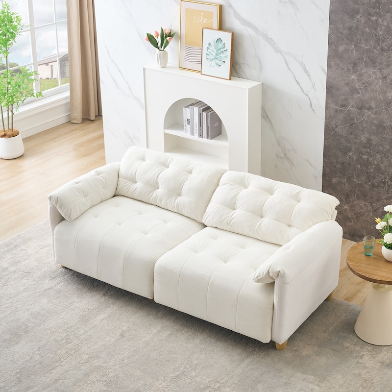 Cloud Loveseat Sofa, Futon Sofa with Storage Space, Straight-Line Sofa with Upholstered Backrest 2-Seat Armchair
