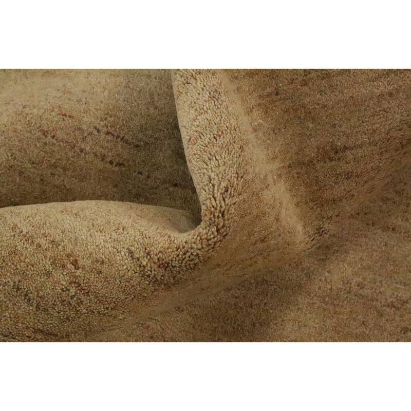 Hand Knotted Oriental 100% Wool Carpet Modern Solid Brown Gabbeh Area Rug - 9' 9'' X 6' 7''