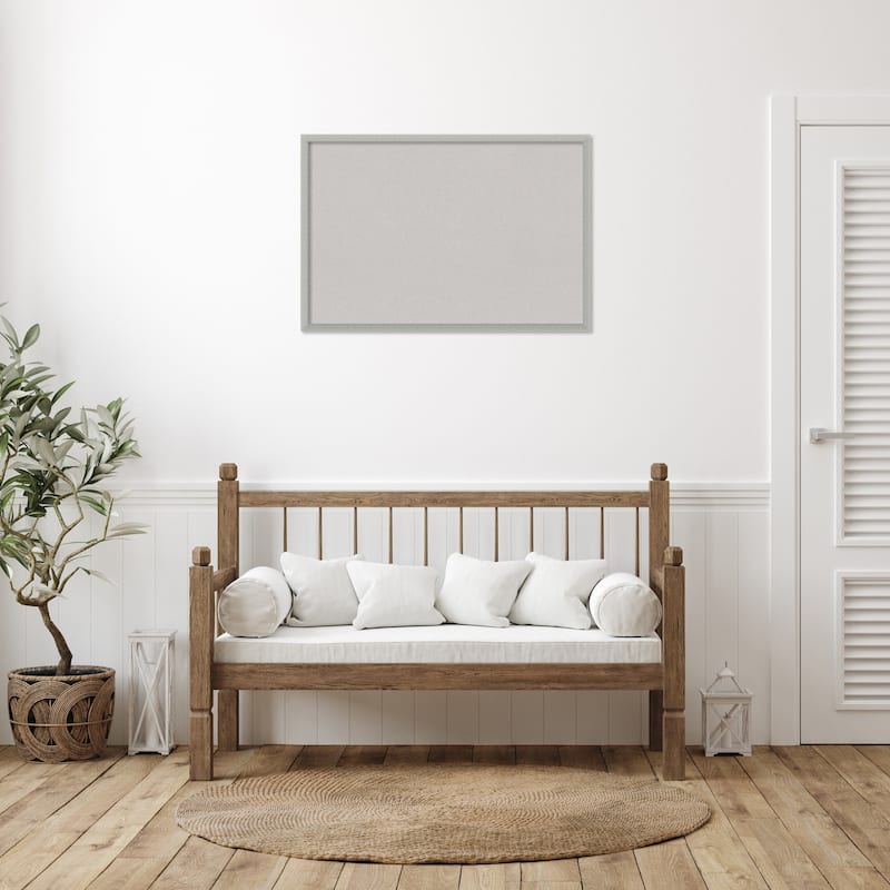 Silver Leaf Wood Framed Grey Corkboard Bulletin Board