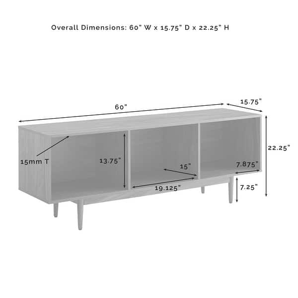 dimension image slide 1 of 2, Crosley Liam Large Record Player Stand With Vinyl Storage - 22.25"H x 60'W x 15.75"D