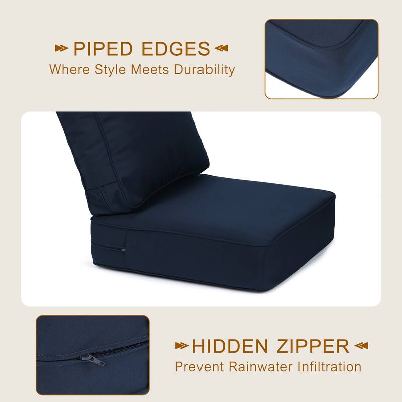 Aoodor 24x25x6 Inch Outdoor Patio Chair Cushions Set, Weather-Resistant Sunbrella Fabric Outdoor Cushion - 24"x25"