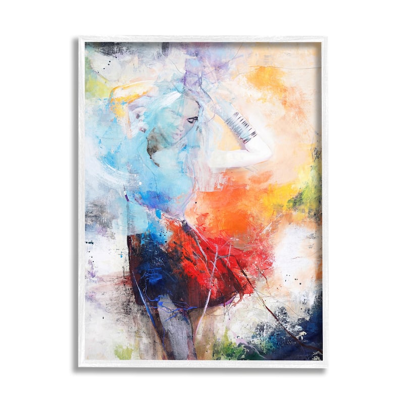Stupell Dancing Woman Abstract Expressive Painting Lively Rainbow Tones Framed Wall Art - Multi-Color
