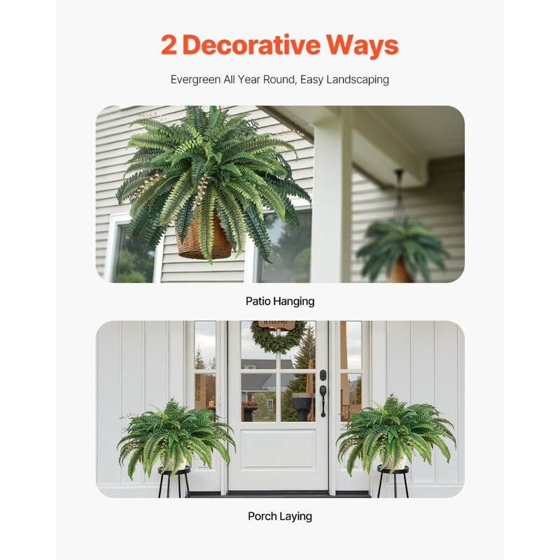 Green Artificial Silk Fabric Large Boston Fern Plant with Lush Branches