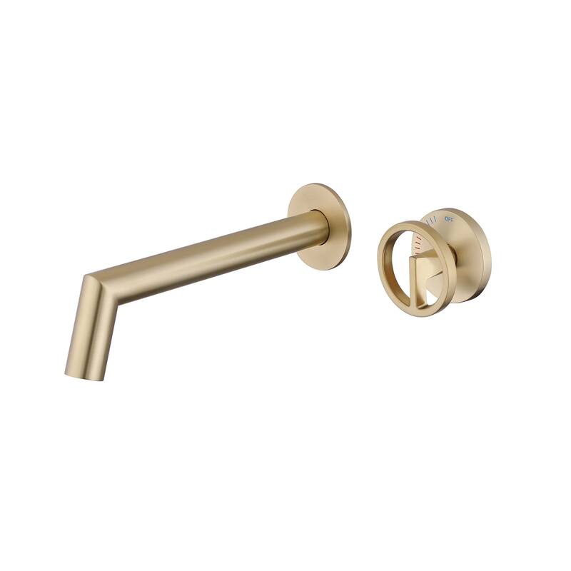 Solid Brass Single Handle Or Double Handle Wall Mounted Bathroom Faucet - Single Handle - Brushed Gold