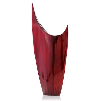 Red Glaze and Silver Pointed Vase - 18 x 3 x 8