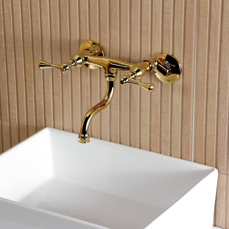 Kingston Brass Kingston Two-Handle 2-Hole Wall Mount Bathroom Faucet