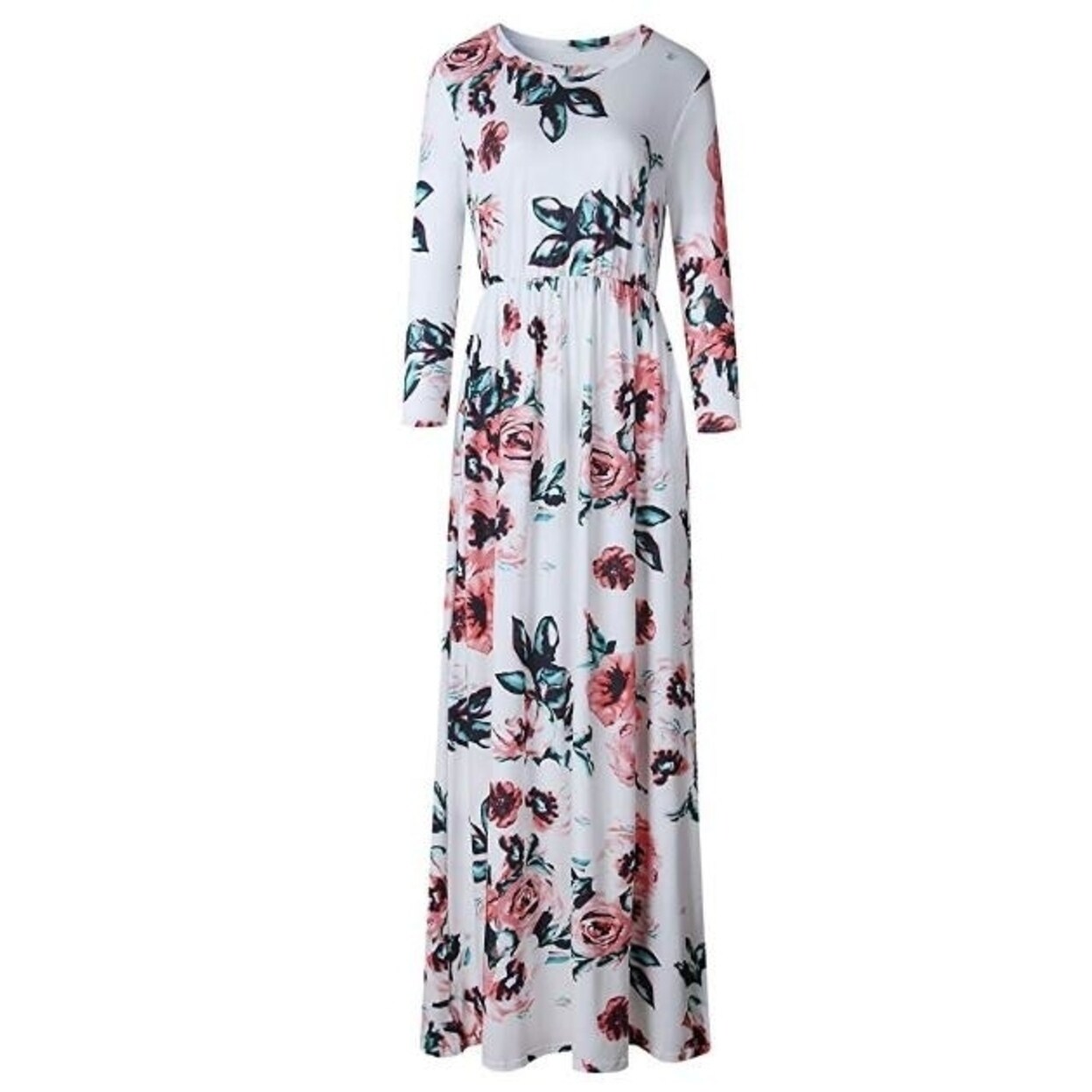 womens floral maxi dress with sleeves