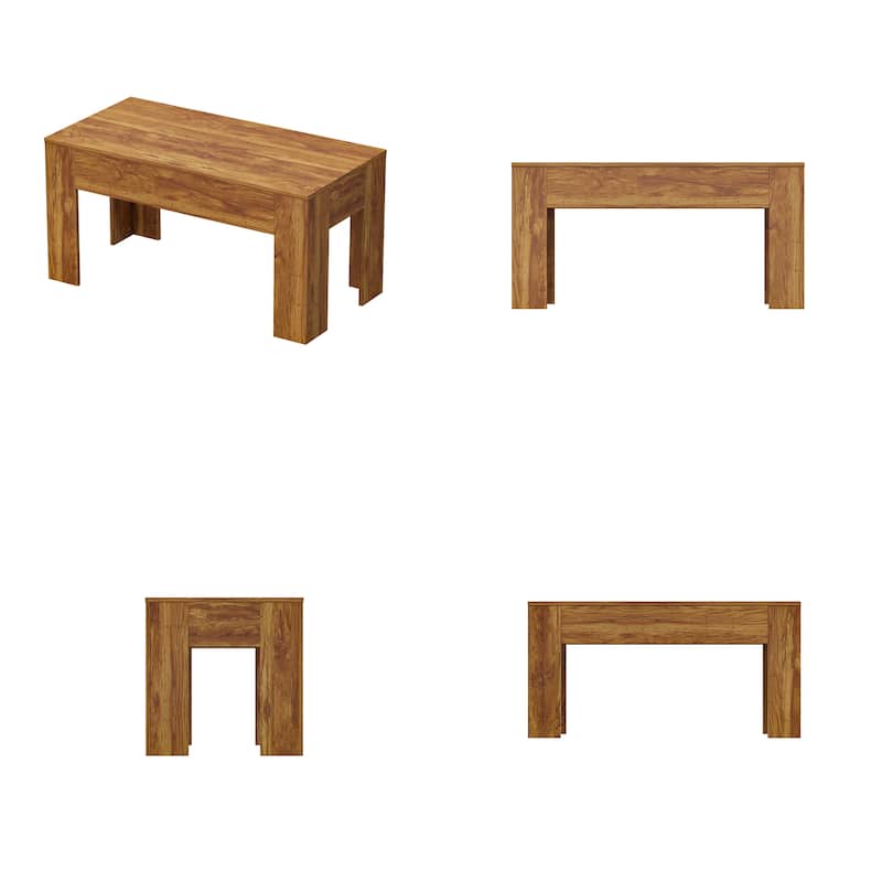 Solid Wood Coffee Table with Hidden Compartment Storage for Living Room