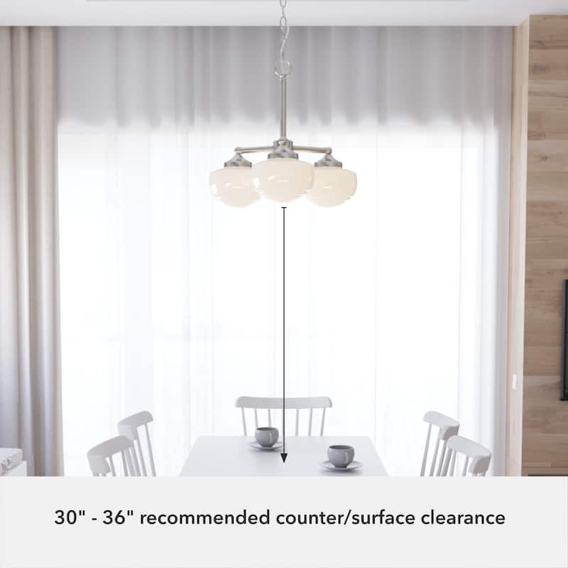 Hunter Saddle Creek Contemporary Schoolhouse Chandelier - Clear or White Glass Globes - Entry, Dining Room, Kitchen Table