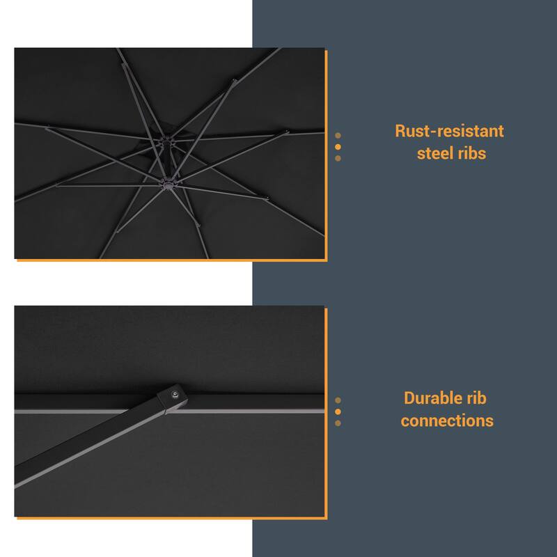 LIVOOSUN 8.2x8.2ft Offset Patio Umbrella Hanging Umbrella w/Steel Ribs