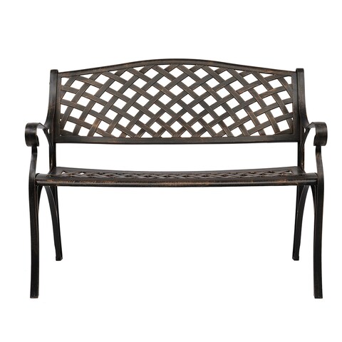 Outdoor Cast Aluminum Bench With Mesh Backrest Seat Surface
