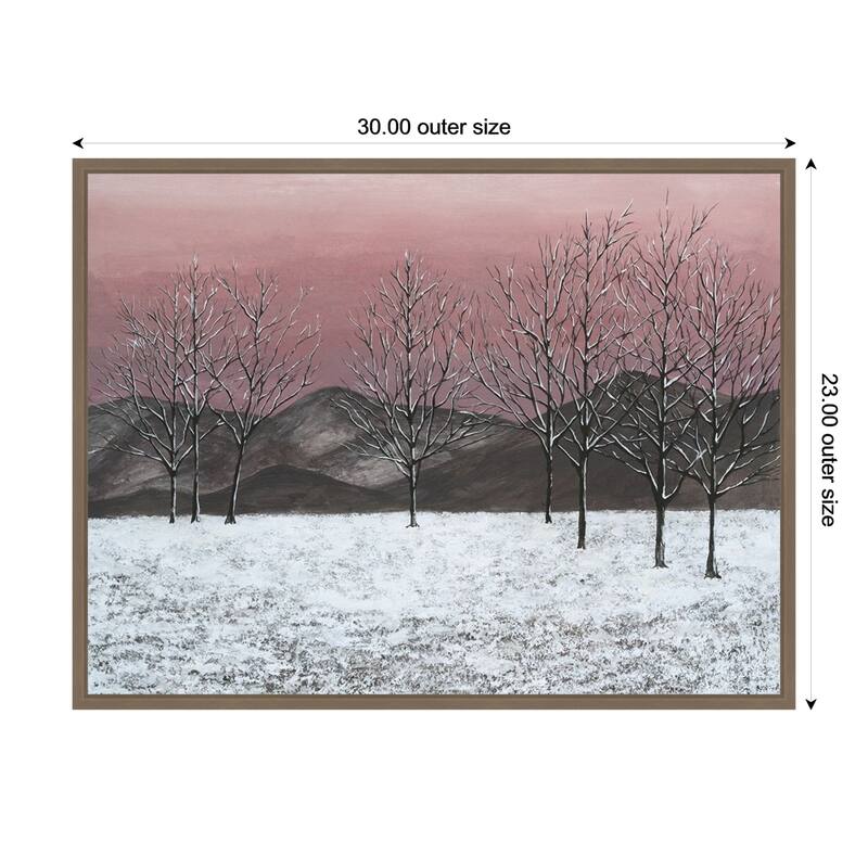 Sunset Snowfall II by Michael Willett (30 x 23 in.), Framed Canvas Wall Art Print - Sylvie Dark Gold