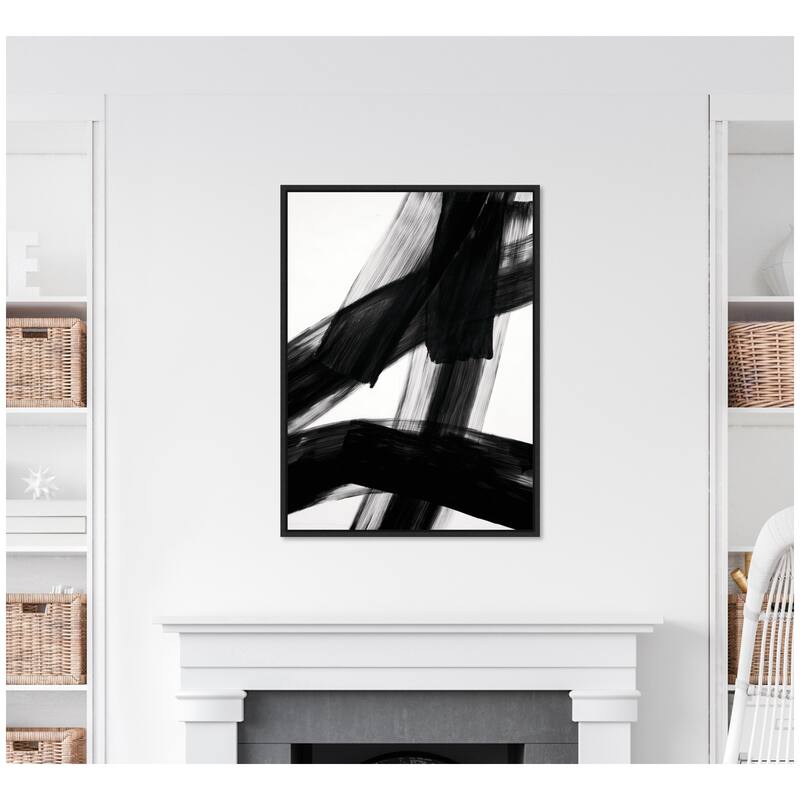 Kate and Laurel Black Mark No. 3 by Amy Lighthall Framed Canvas Wall Art Print