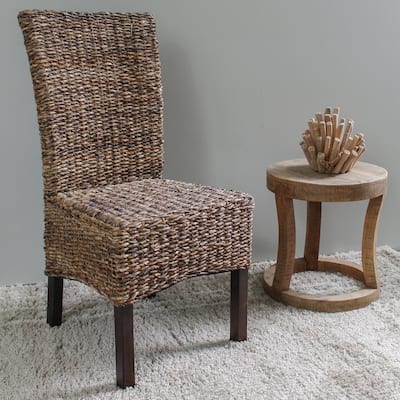 Dining Chair with Abaca Woven Design, Elegant Hardwood Frame, Handwoven Accent, Set of 2 - 19