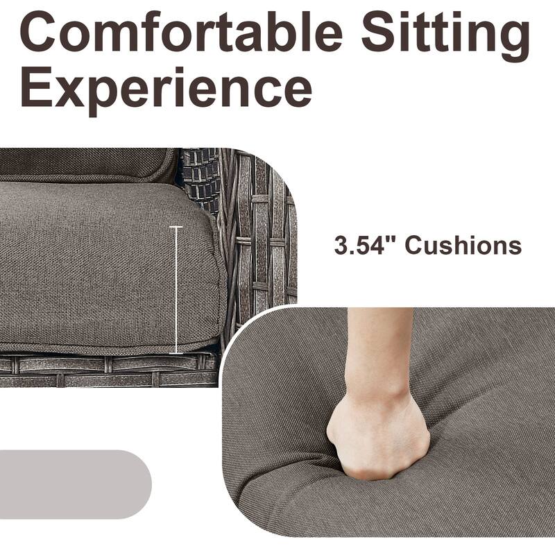 Gymojoy 6-Piece Outdoor Wicker Patio Furniture with 3 Seat Sofa, Rattan Coversation Set with Water Resistant Thick Cushions