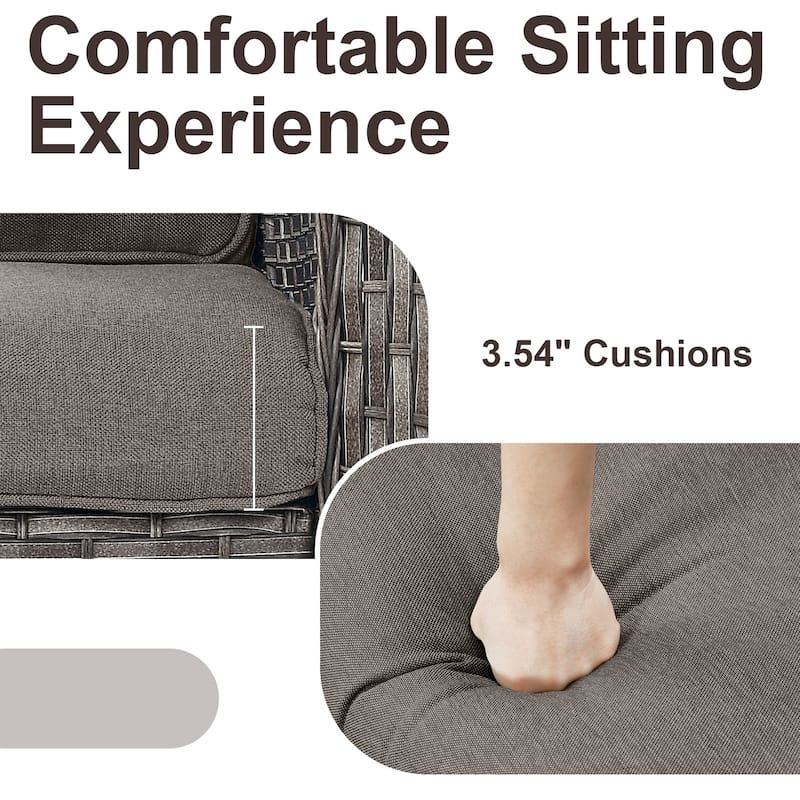 Gymojoy 7-Piece Outdoor Wicker Patio Furniture with 3 Seat Sofa, Rattan Coversation Set with Water Resistant Thick Cushions