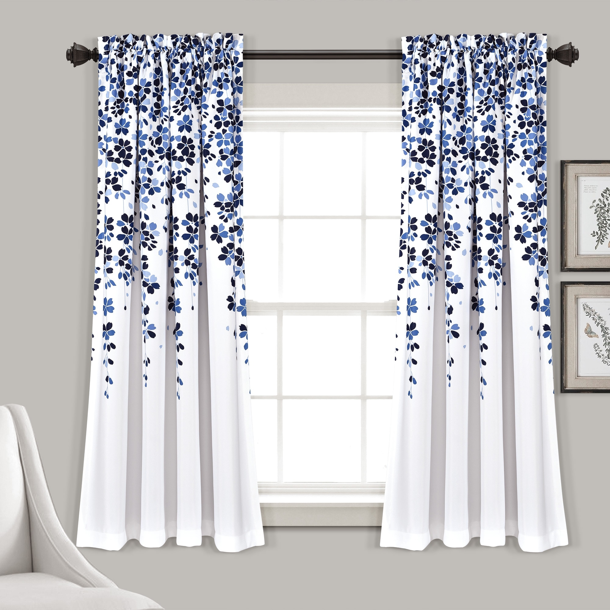  Lush Decor Floral Paisley Room Darkening Window Curtain Panel  Pair, 52W x 84L, Blue : Home & Kitchen