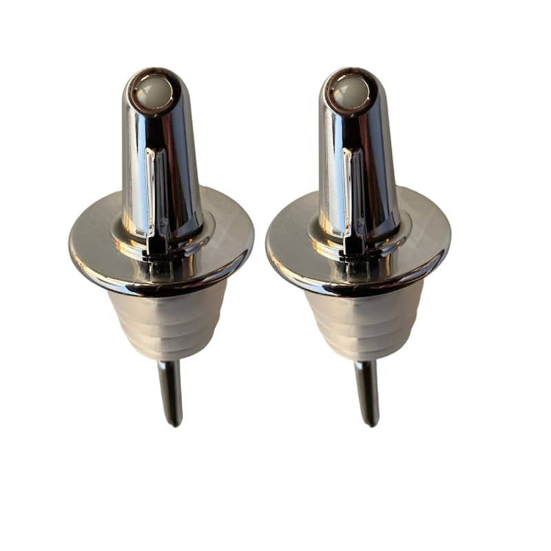 POURO Twist & Pour Resealable Bottle Pouring Spouts for Kitchen and Bar - Chrome 2PK