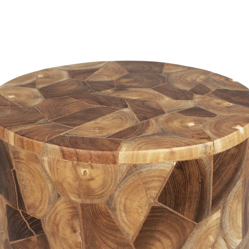 Handcrafted Chips Teak Wood Coffee Table Accent Side Table Stool