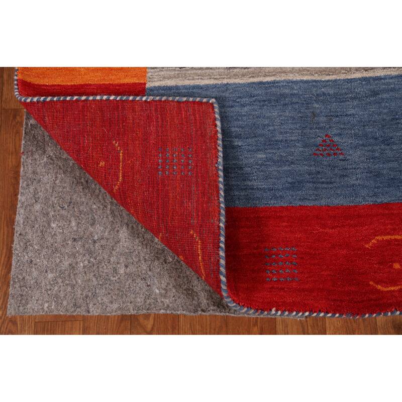 Hand Knotted Oriental 100% Wool Carpet Tribal Bordered Beige & Ivories Gabbeh Area Rug - 7' 11'' X 6' 6''