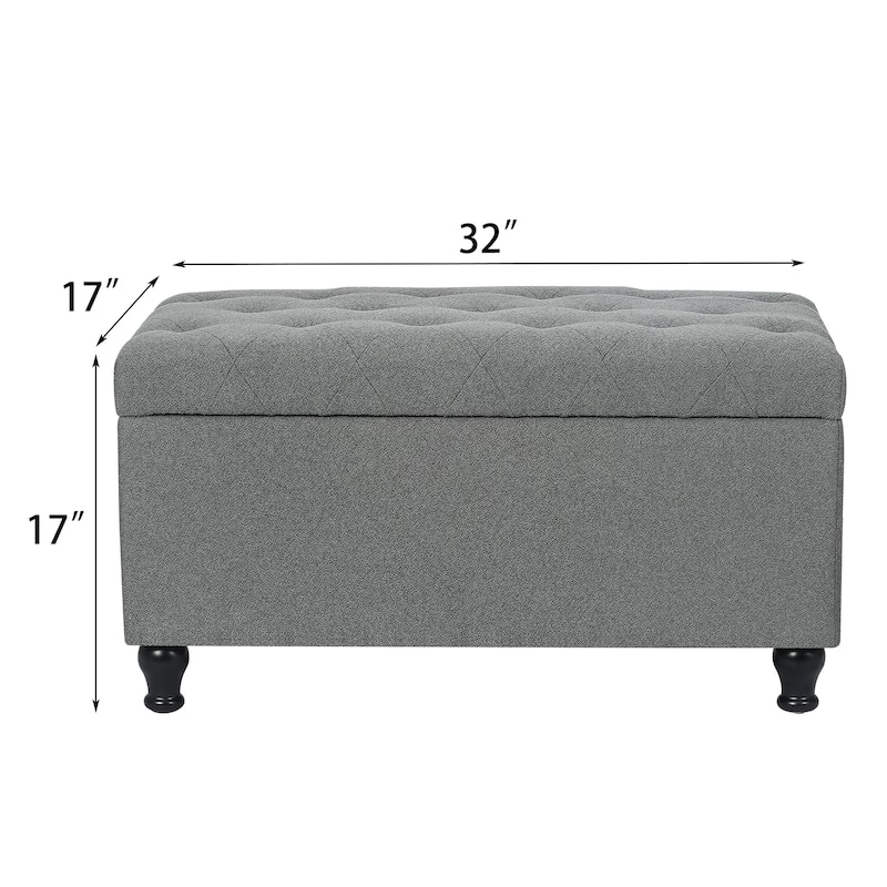 Adeco Tufted Storage Ottoman Bench for Living Room Bedroom