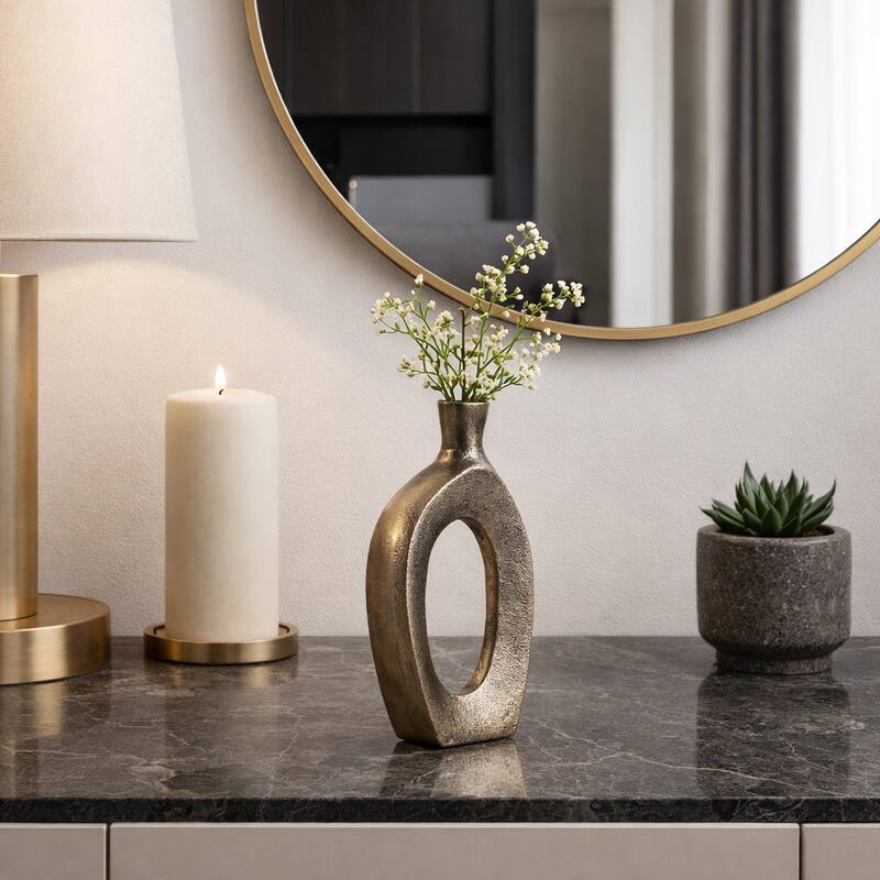 Modern Metal Open Cut Out Bud Vase - Tall Flower Vase