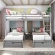 preview thumbnail 21 of 37, Multi-functional Full Over Twin & Twin Bunk Bed, Wood Triple Bunk Bed with Drawers and Guardrails, Maximized Space